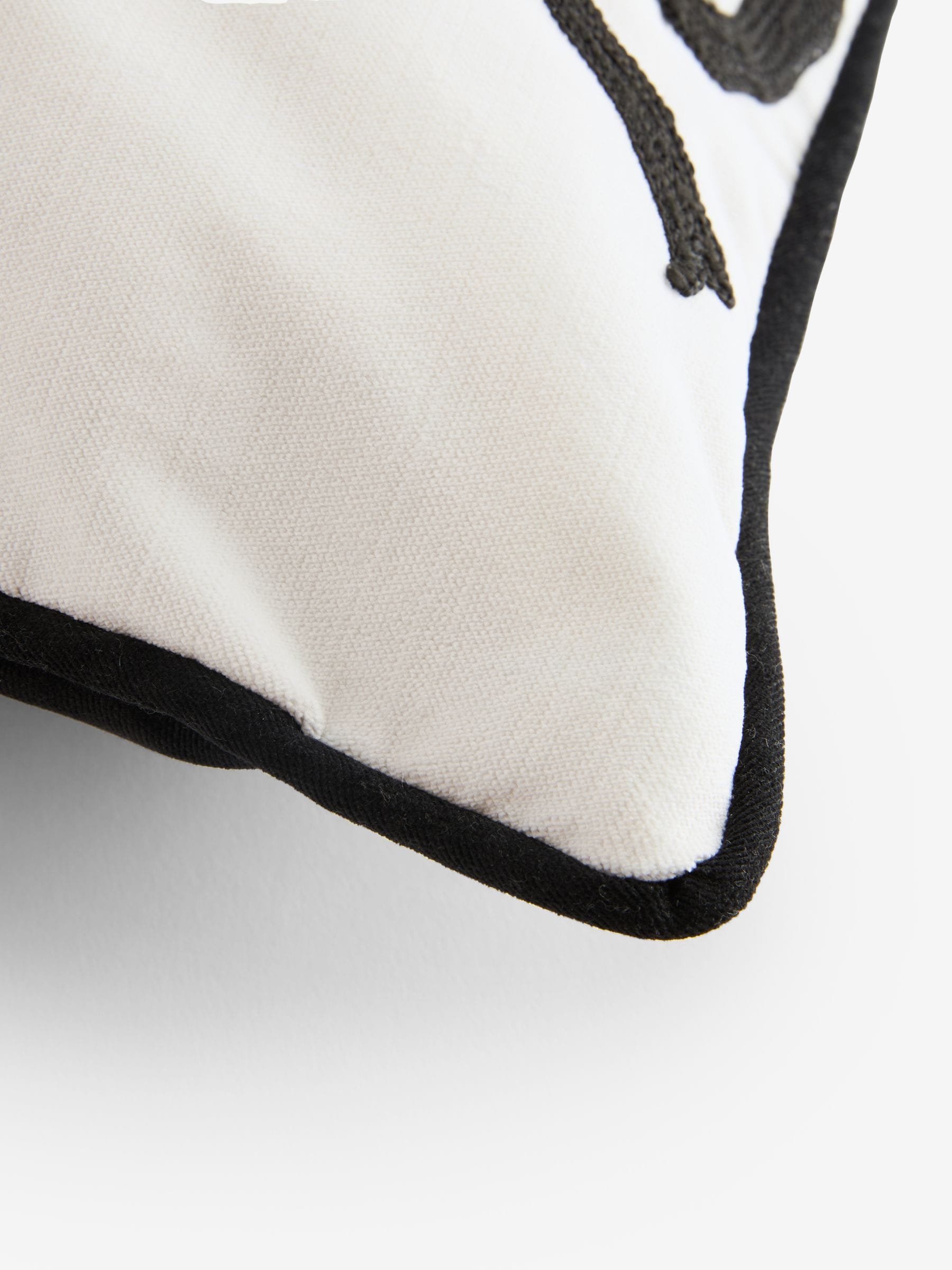 Embroidered bow cushion black white 50x30cm, imported from the UK