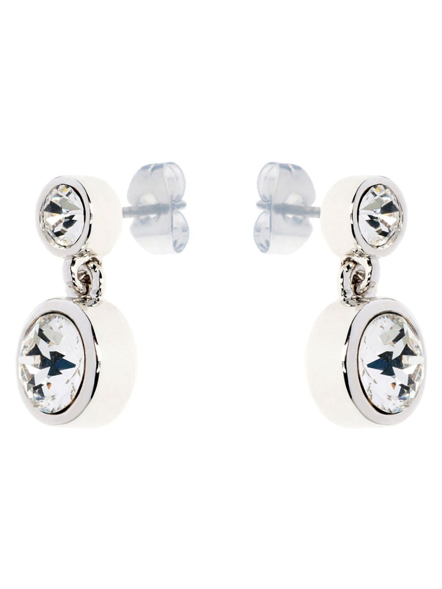 Karen Millen silver crystal drop earrings 1cm x 1.8cm, UK version