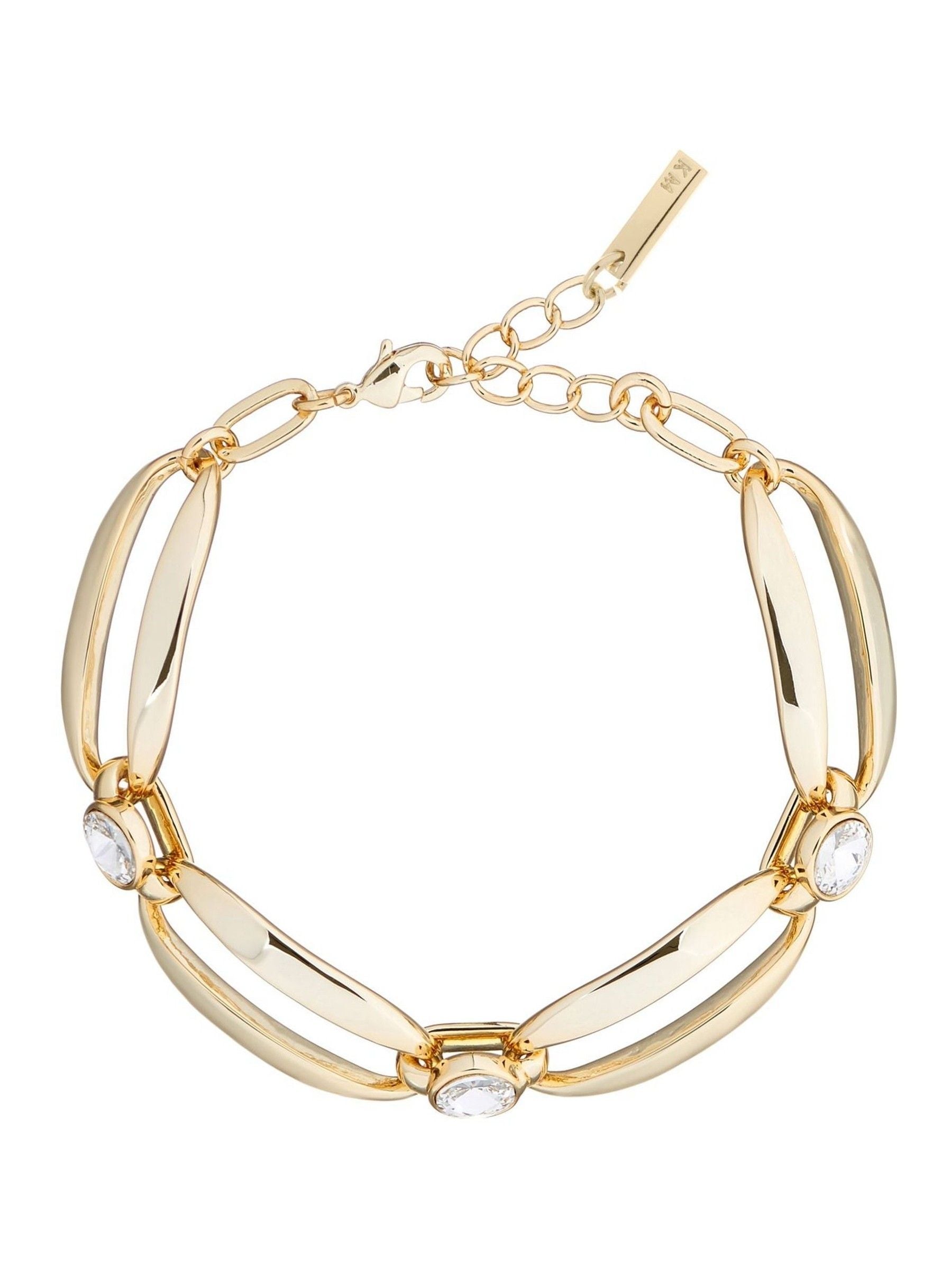 Karen Millen Gold Crystal Ellipse Bracelet 19.5cm, UK version