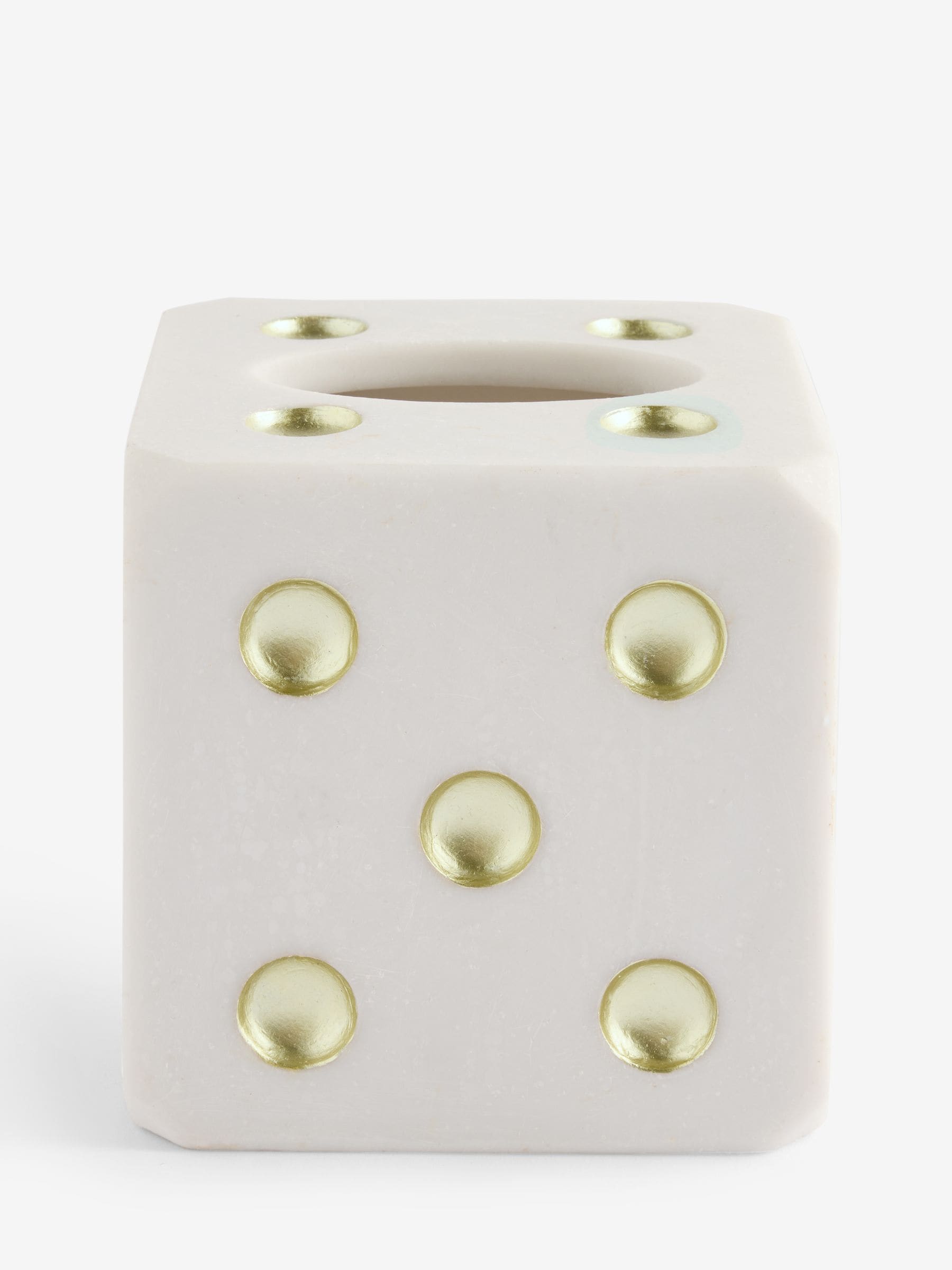White gold dice tissue box 13.5cm cube (British brand)