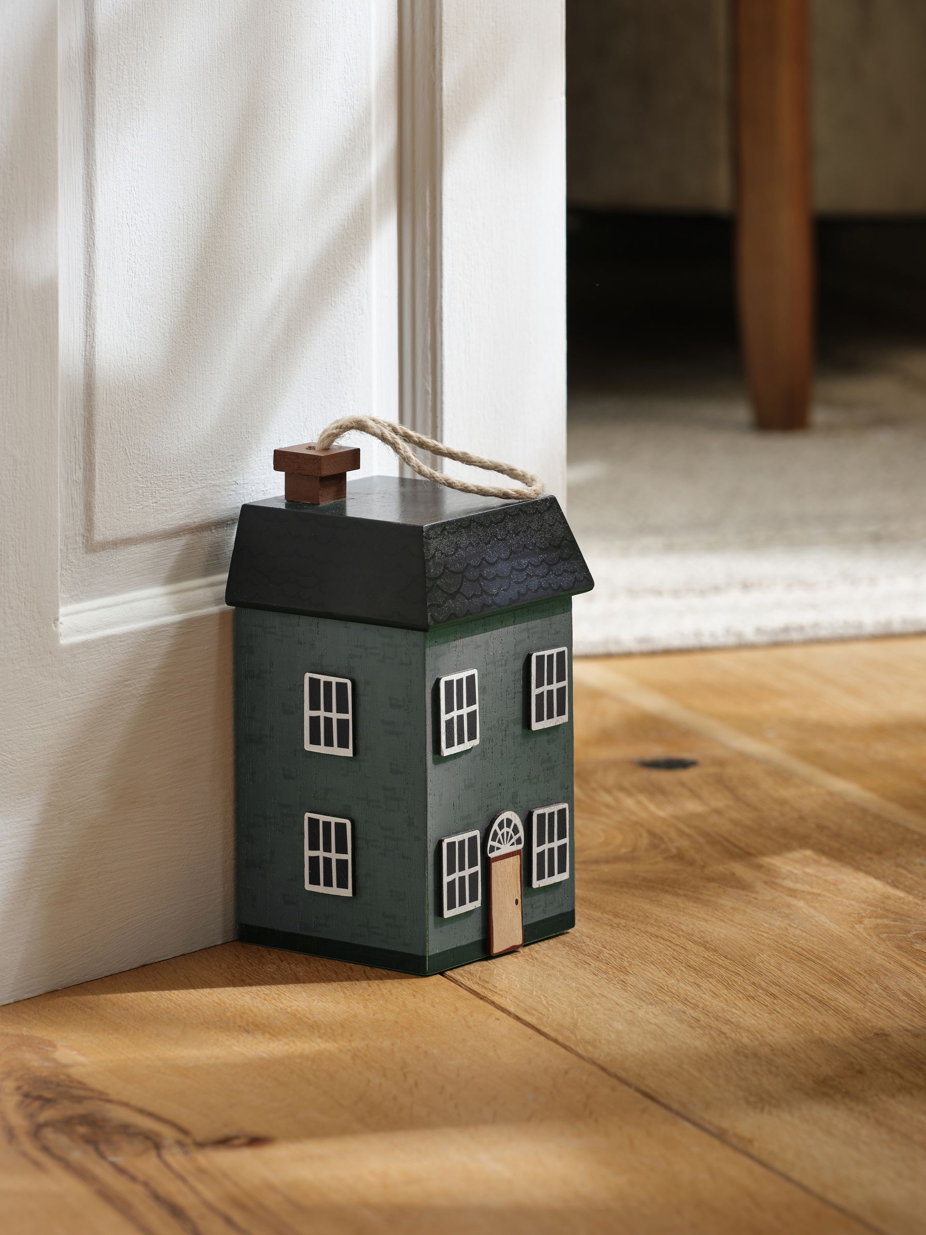 Green/Black Wooden House Doorstop
