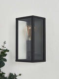 BHS Chinon outdoor box lantern matt black glass panels - British product