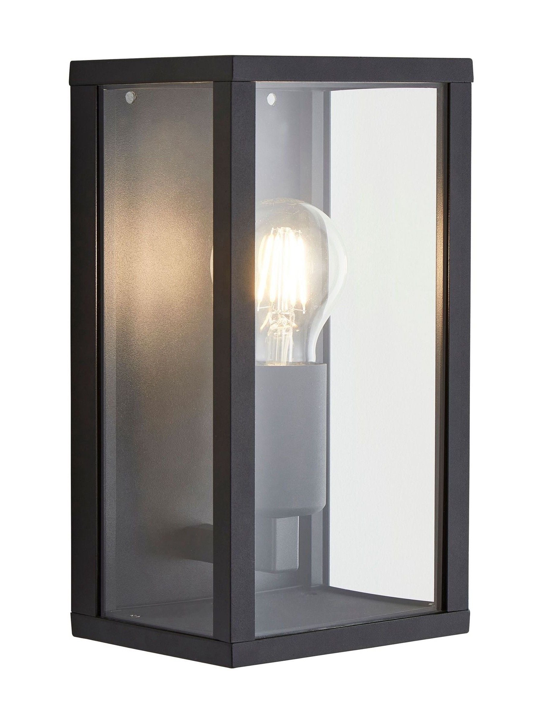 BHS Chinon outdoor box lantern matt black glass panels - British product