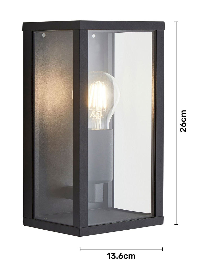 BHS Chinon outdoor box lantern matt black glass panels - British product