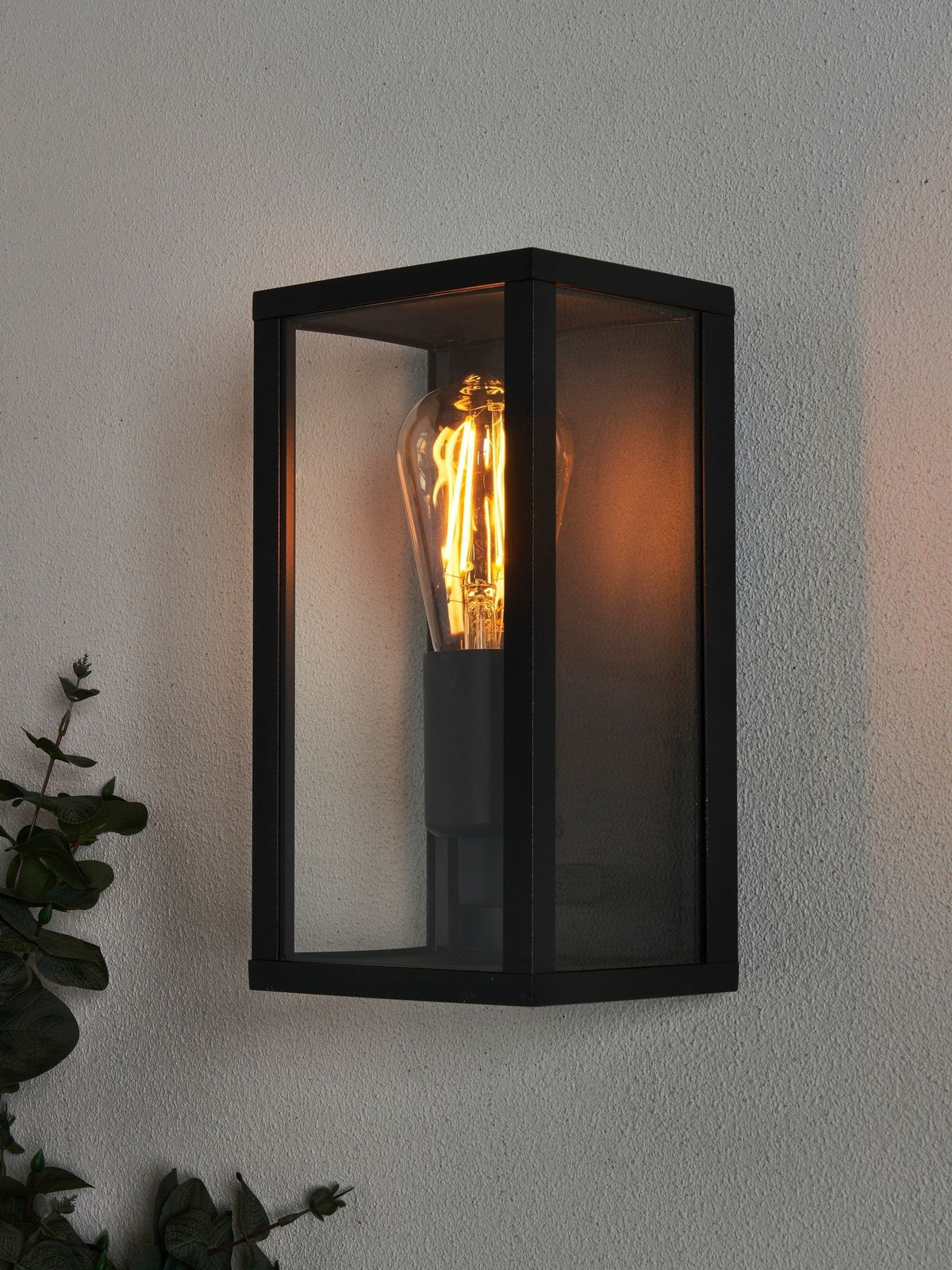 BHS Chinon outdoor box lantern matt black glass panels - British product