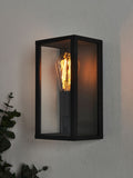 BHS Chinon outdoor box lantern matt black glass panels - British product
