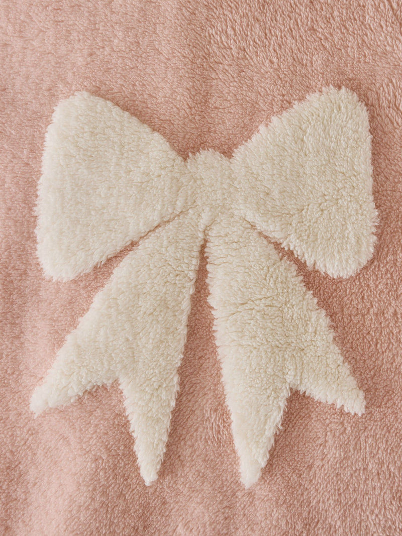 Pink fleece bow throw 130x150cm (British brand)