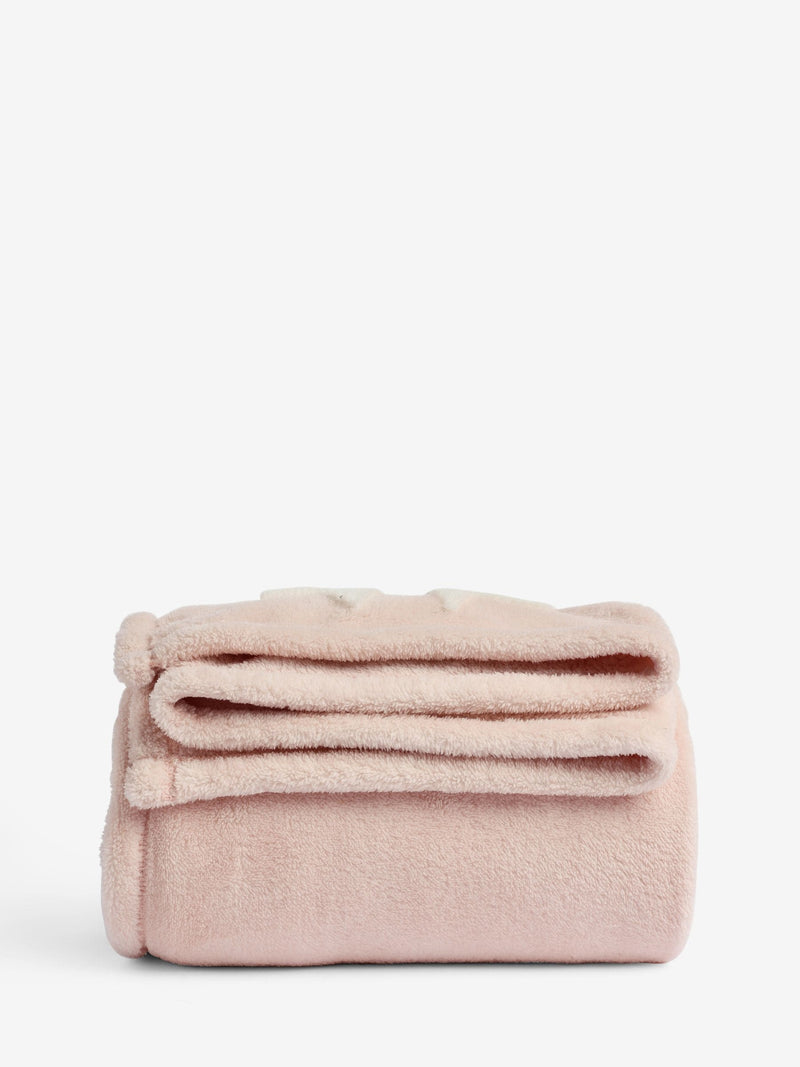 Pink fleece bow throw 130x150cm (British brand)