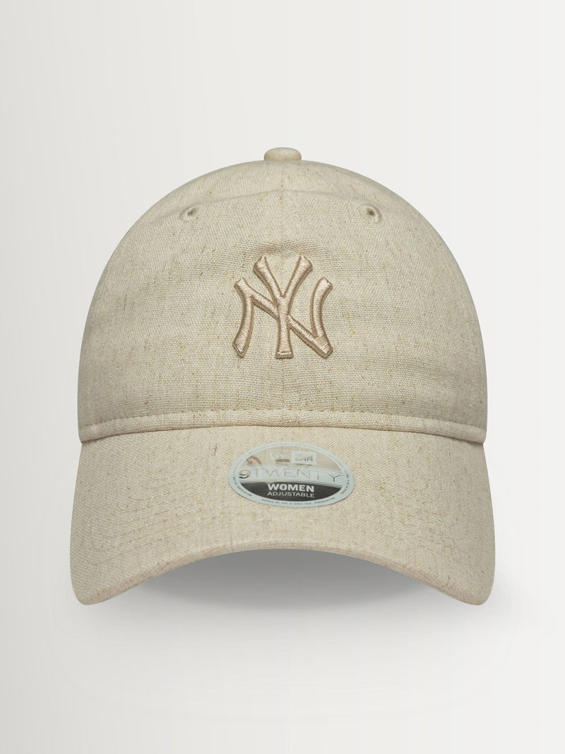 New Era cream linen 9Twenty New York Yankees cap, imported from the UK