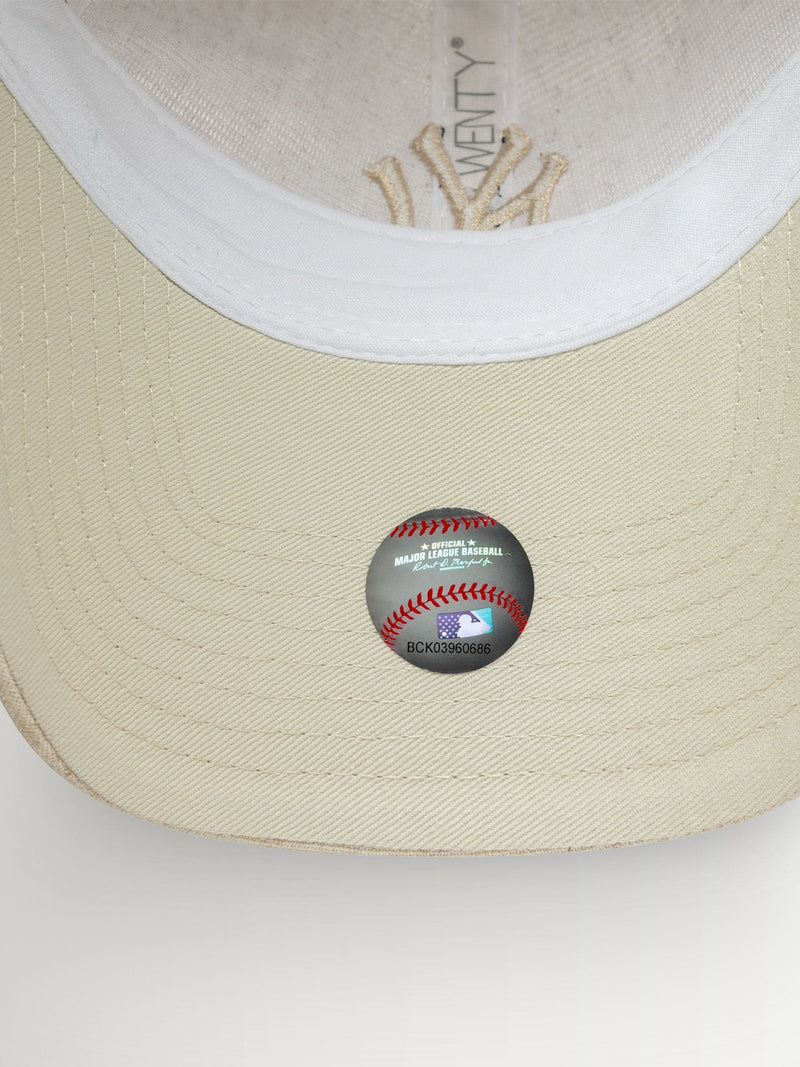 New Era cream linen 9Twenty New York Yankees cap, imported from the UK