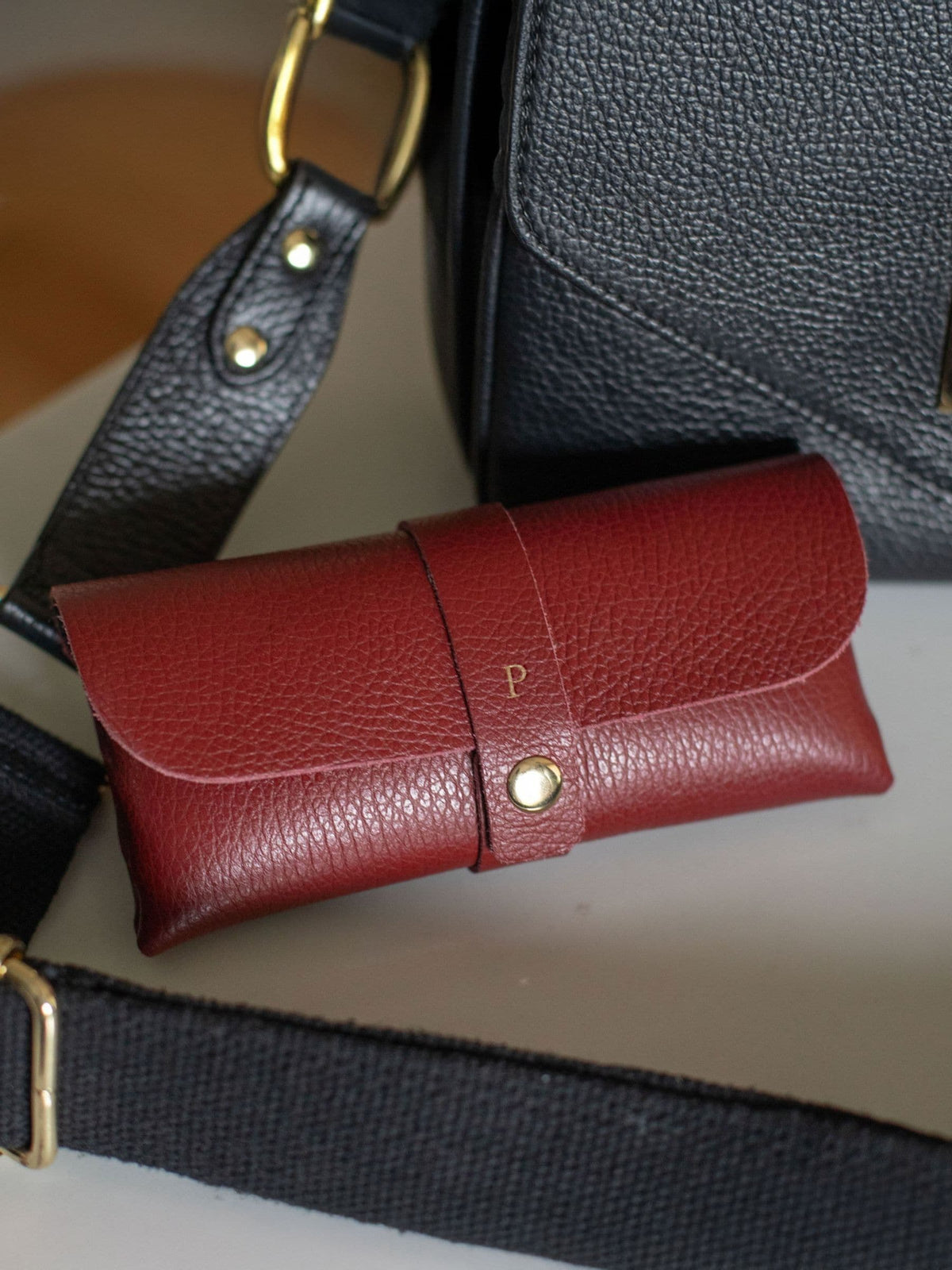 LRM Goods personalised leather glasses case (British brand)