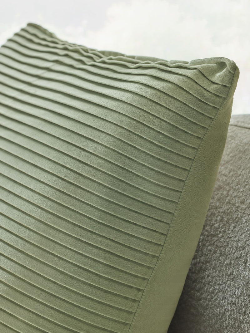 Sage green velvet pleat cushion 59cm (British brand)