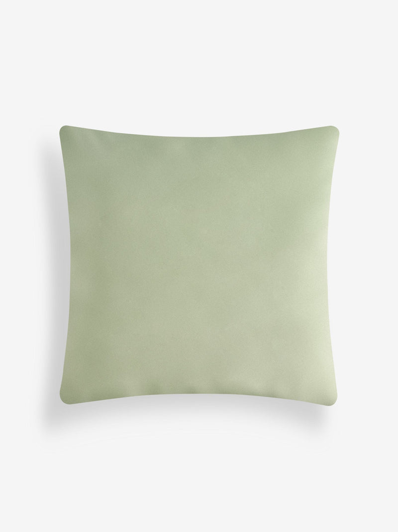 Sage green velvet pleat cushion 59cm (British brand)