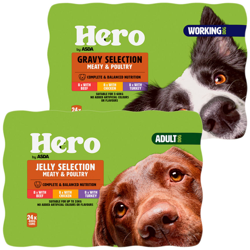 ASDA Hero Meaty Chunks & Mixed Selection Dog Food Tins Bundle