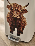 Natural Hamish Highland cow 30 litre pedal bin (British brand)