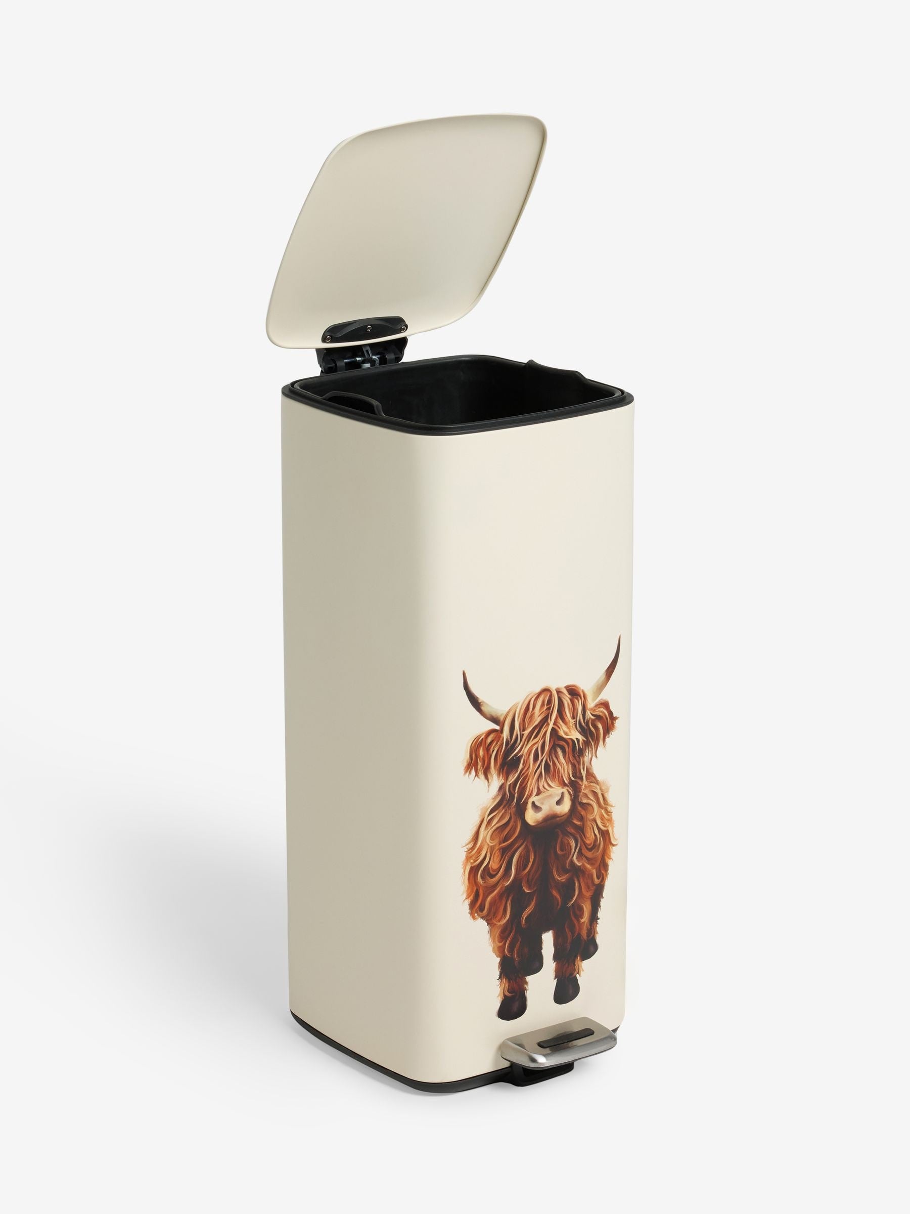 Natural Hamish Highland cow 30 litre pedal bin (British brand)