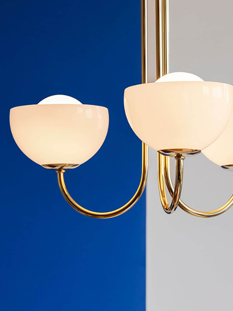 Houseof brass glass bowl ceiling light with three shades, imported from the UK