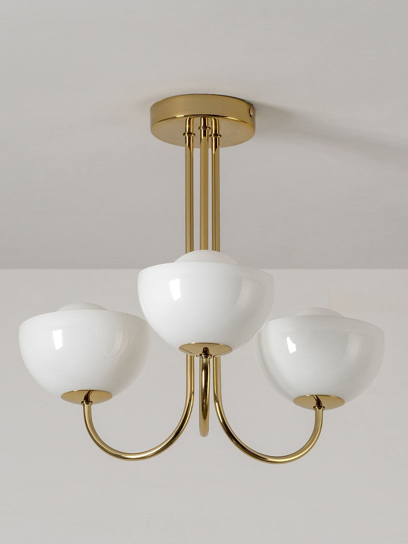 Houseof brass glass bowl ceiling light with three shades, imported from the UK