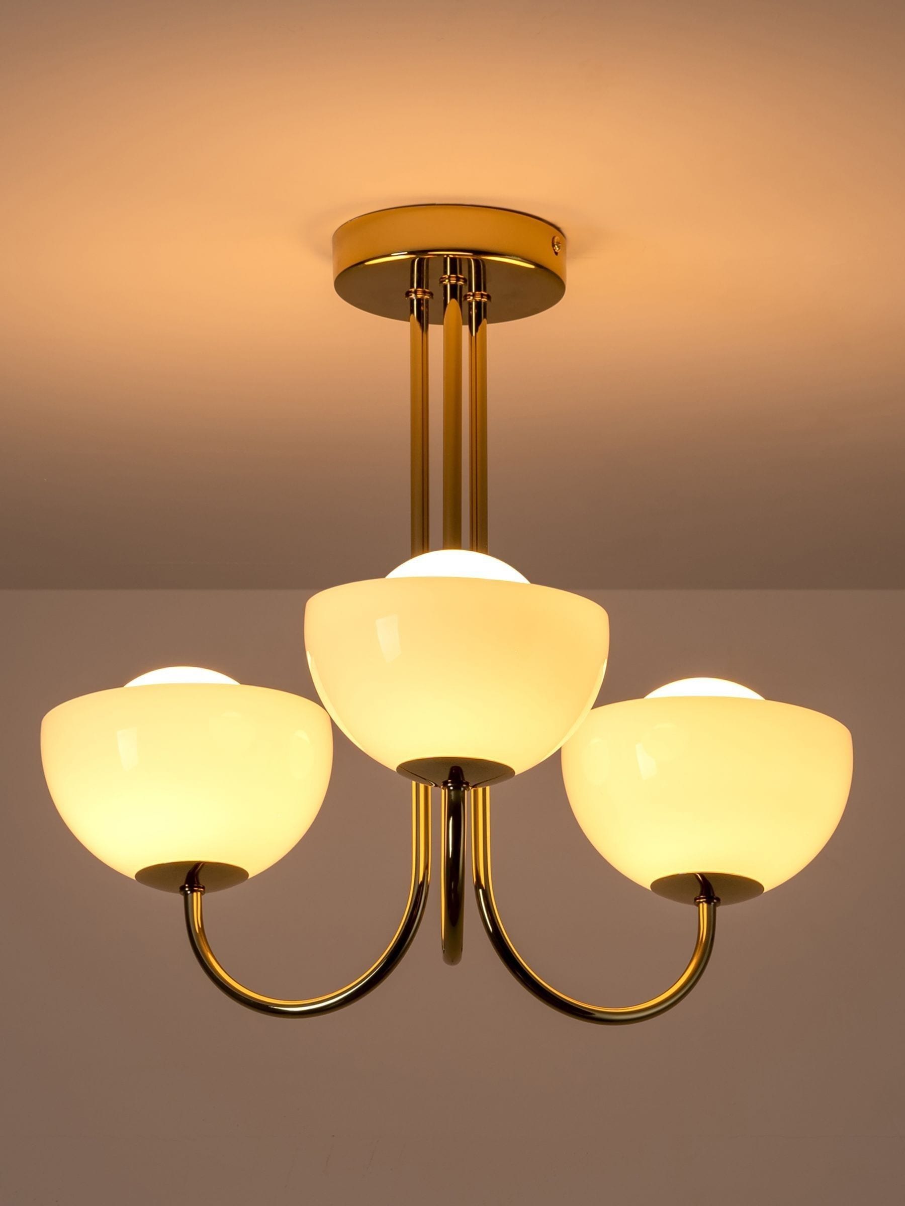 Houseof brass glass bowl ceiling light with three shades, imported from the UK