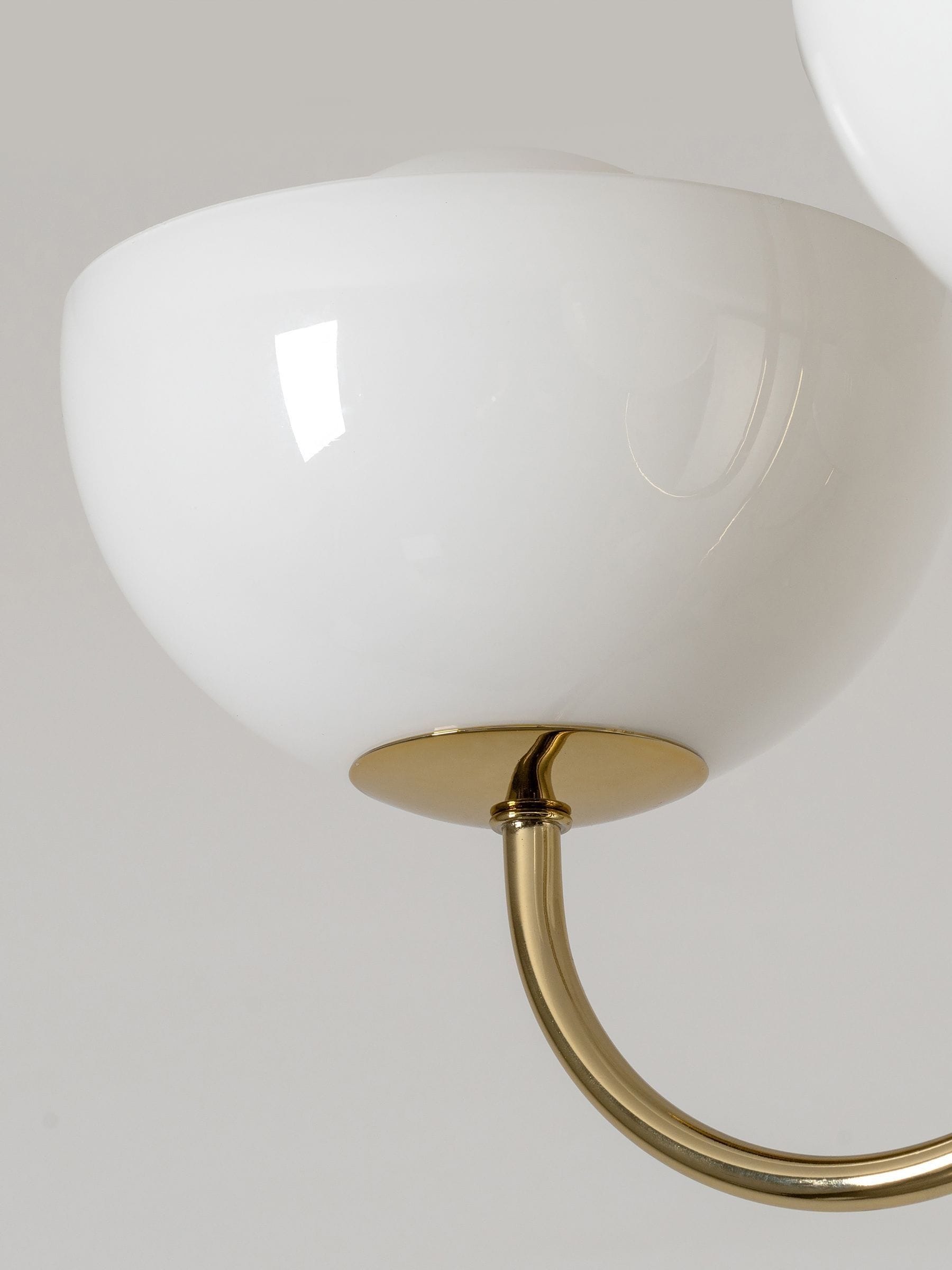 Houseof brass glass bowl ceiling light with three shades, imported from the UK