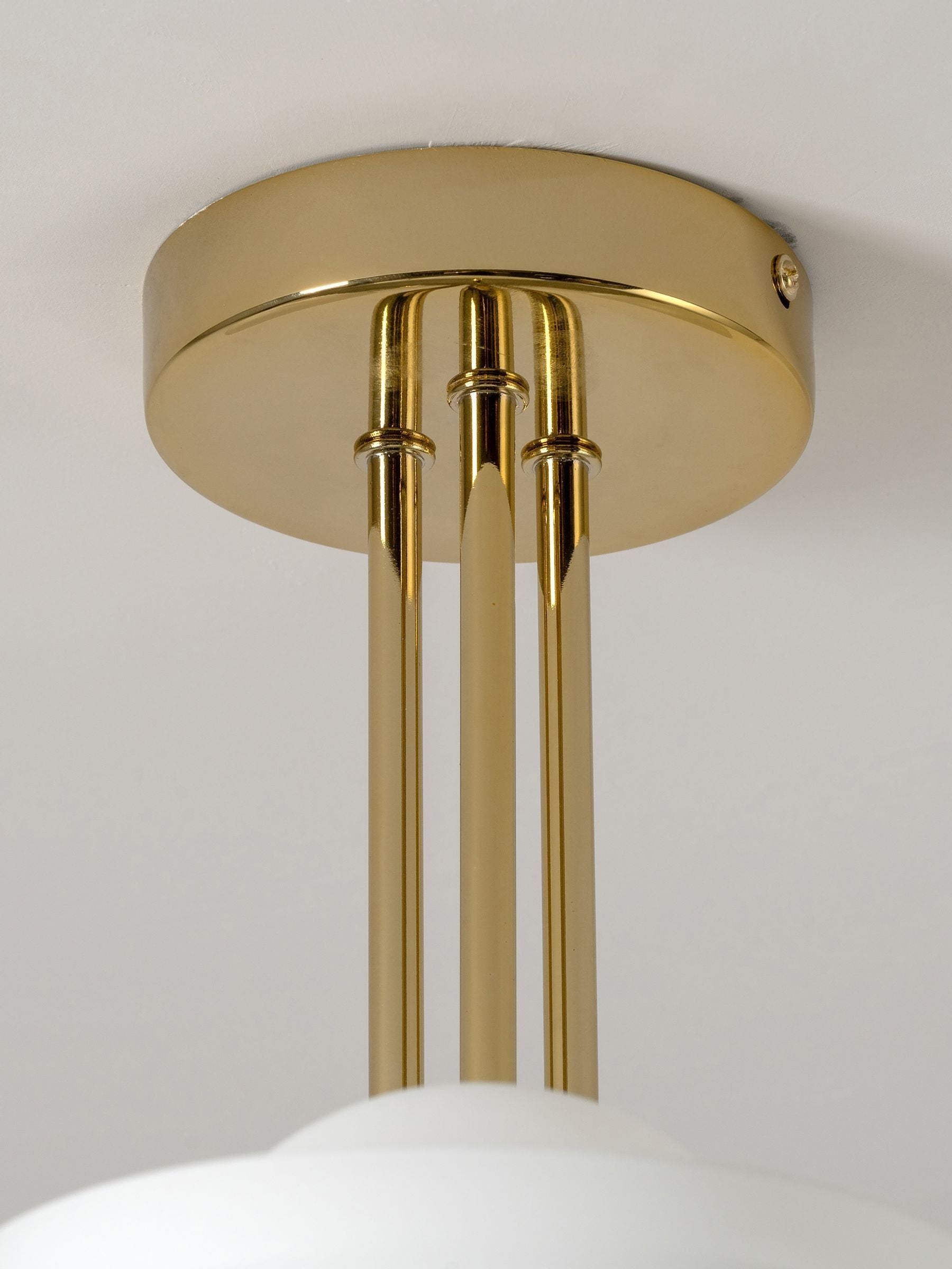 Houseof brass glass bowl ceiling light with three shades, imported from the UK
