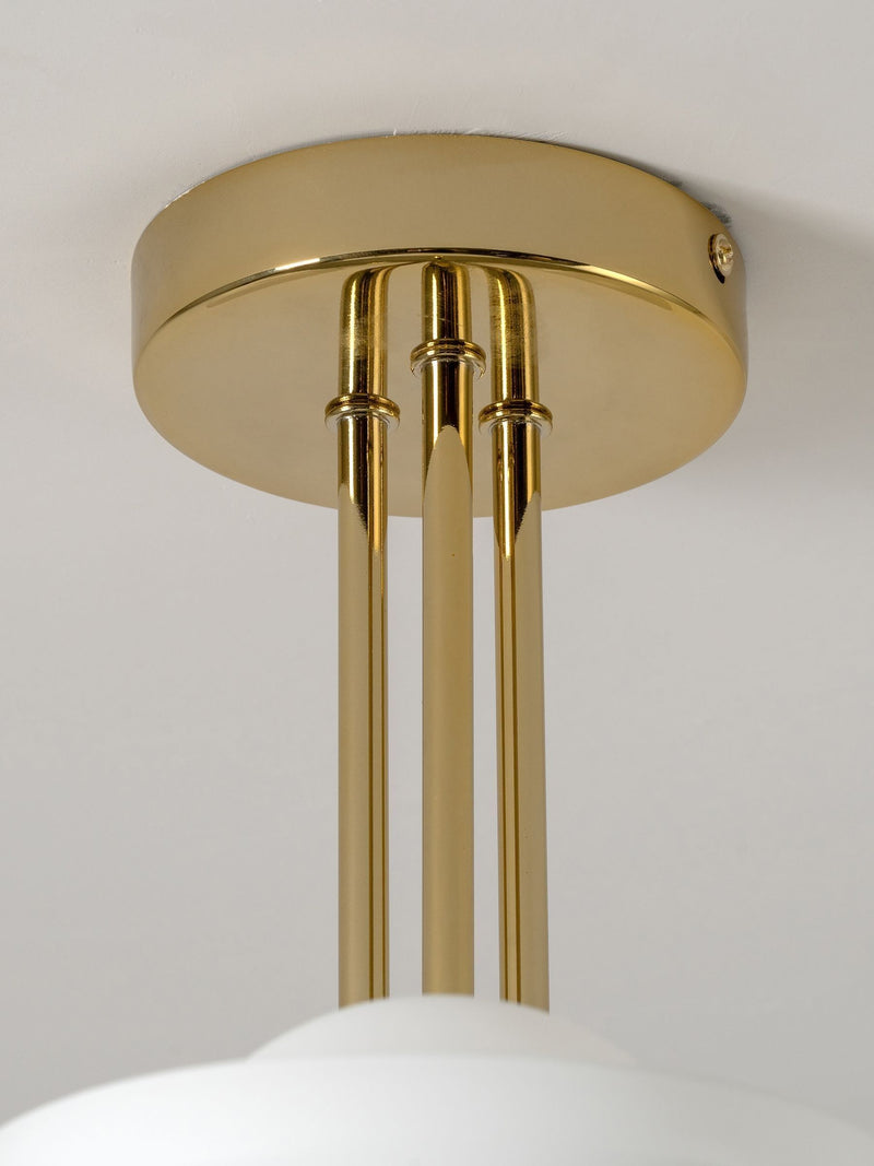 Houseof brass glass bowl ceiling light with three shades, imported from the UK