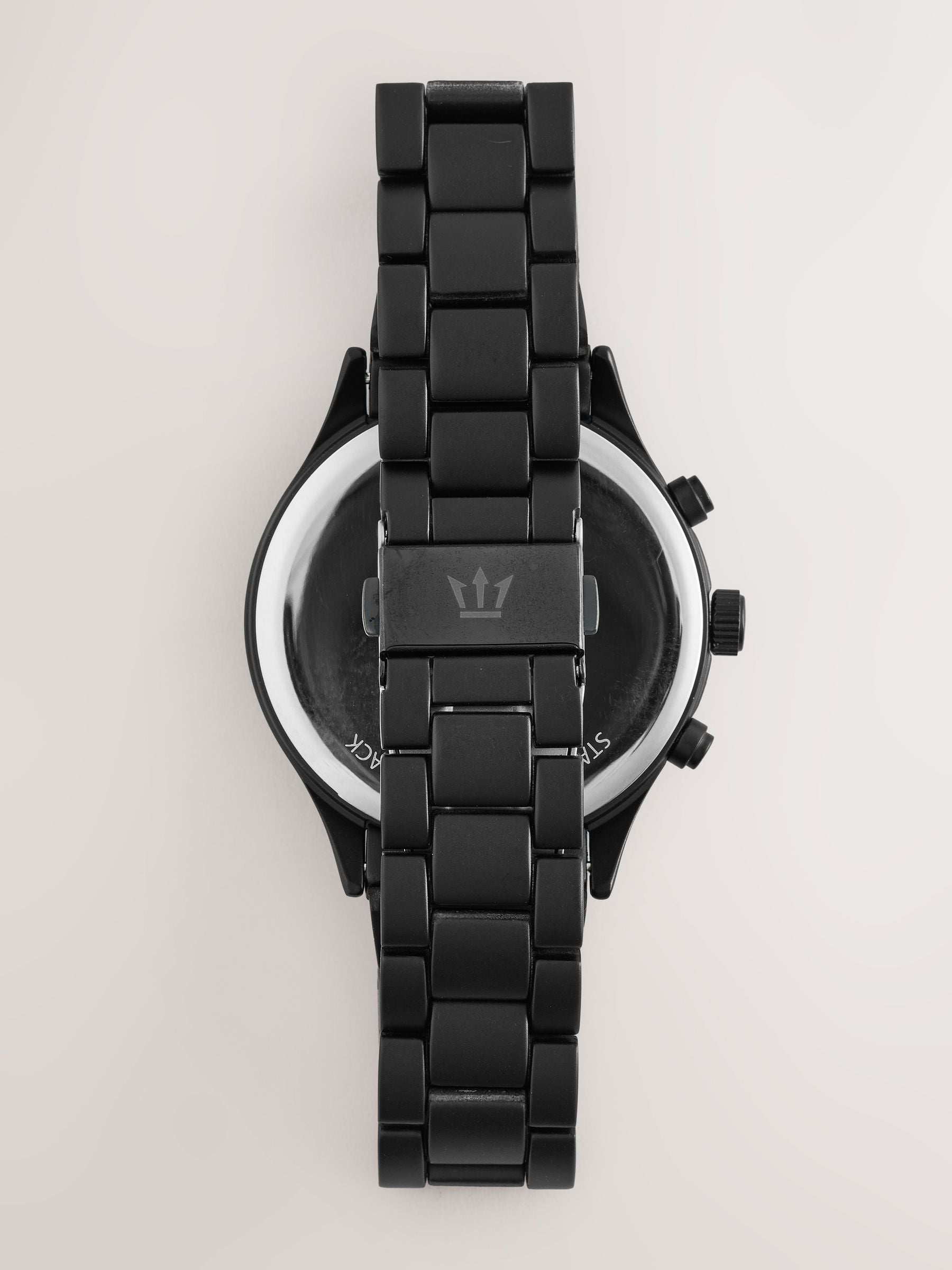 Silver tone watch with mock sub-dials and diamante, imported from the UK