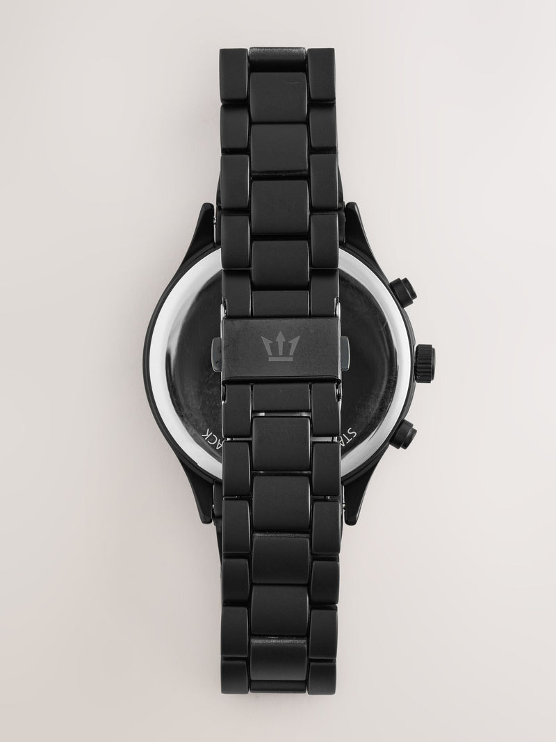 Silver tone watch with mock sub-dials and diamante, imported from the UK