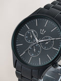 Silver tone watch with mock sub-dials and diamante, imported from the UK