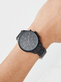 Silver tone watch with mock sub-dials and diamante, imported from the UK