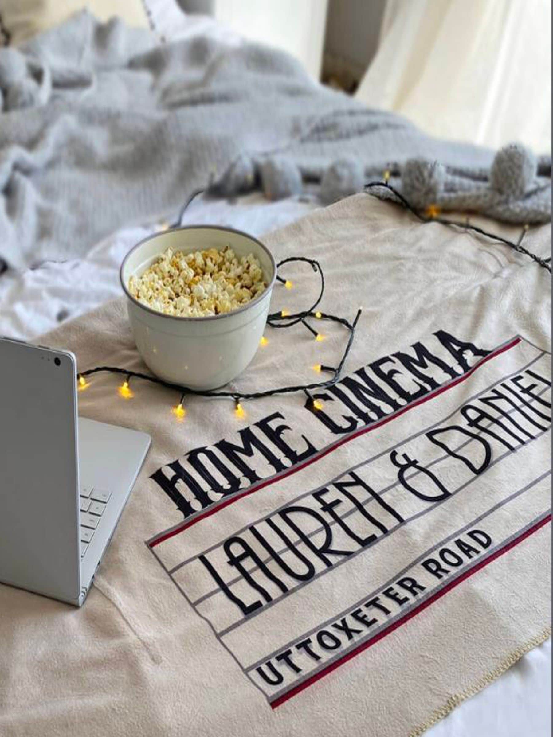 Solesmith personalised extra large fleece blanket for home cinema, UK version