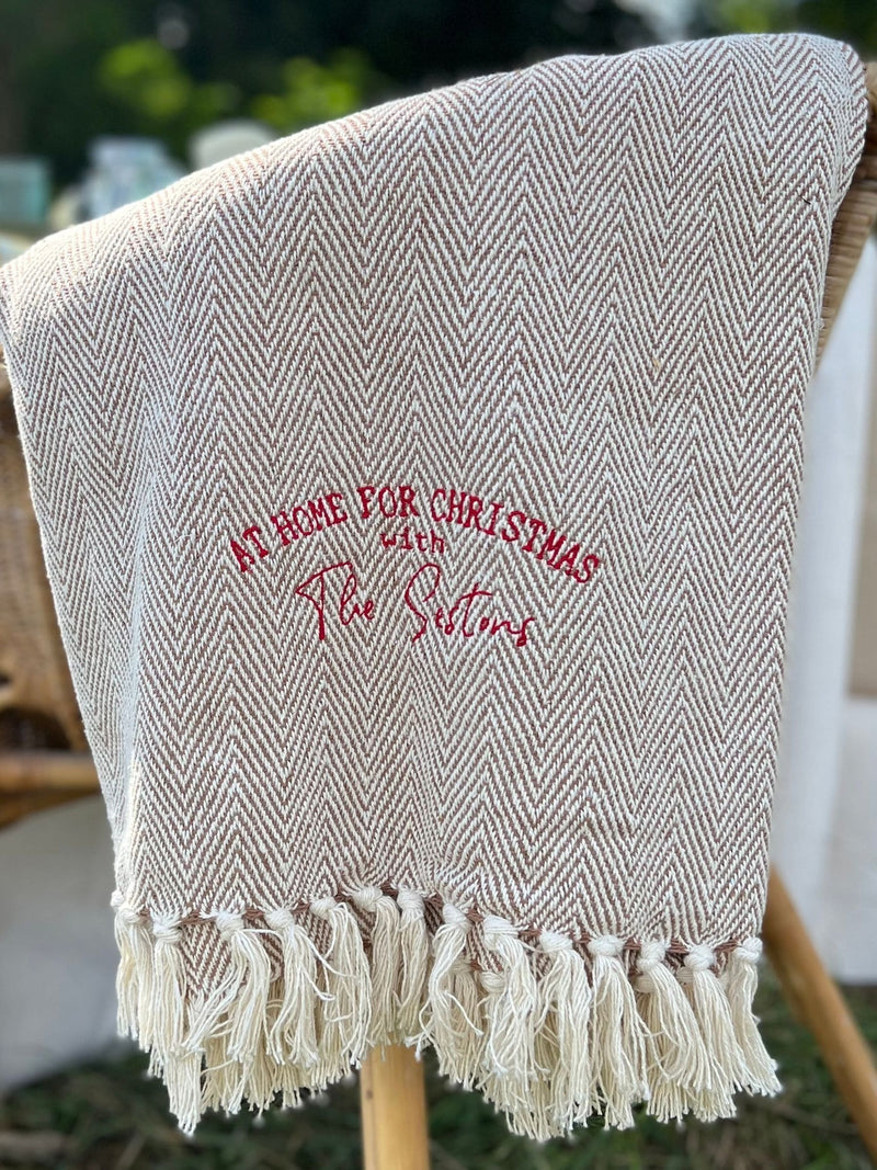 Solesmith 100% cotton personalised Christmas throw, UK version