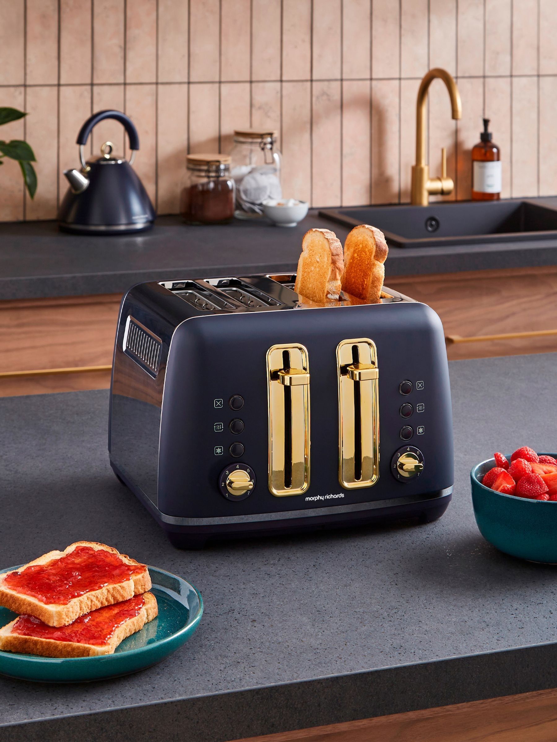 Morphy Richards Blue Accents 4 Slice Toaster, imported from the UK