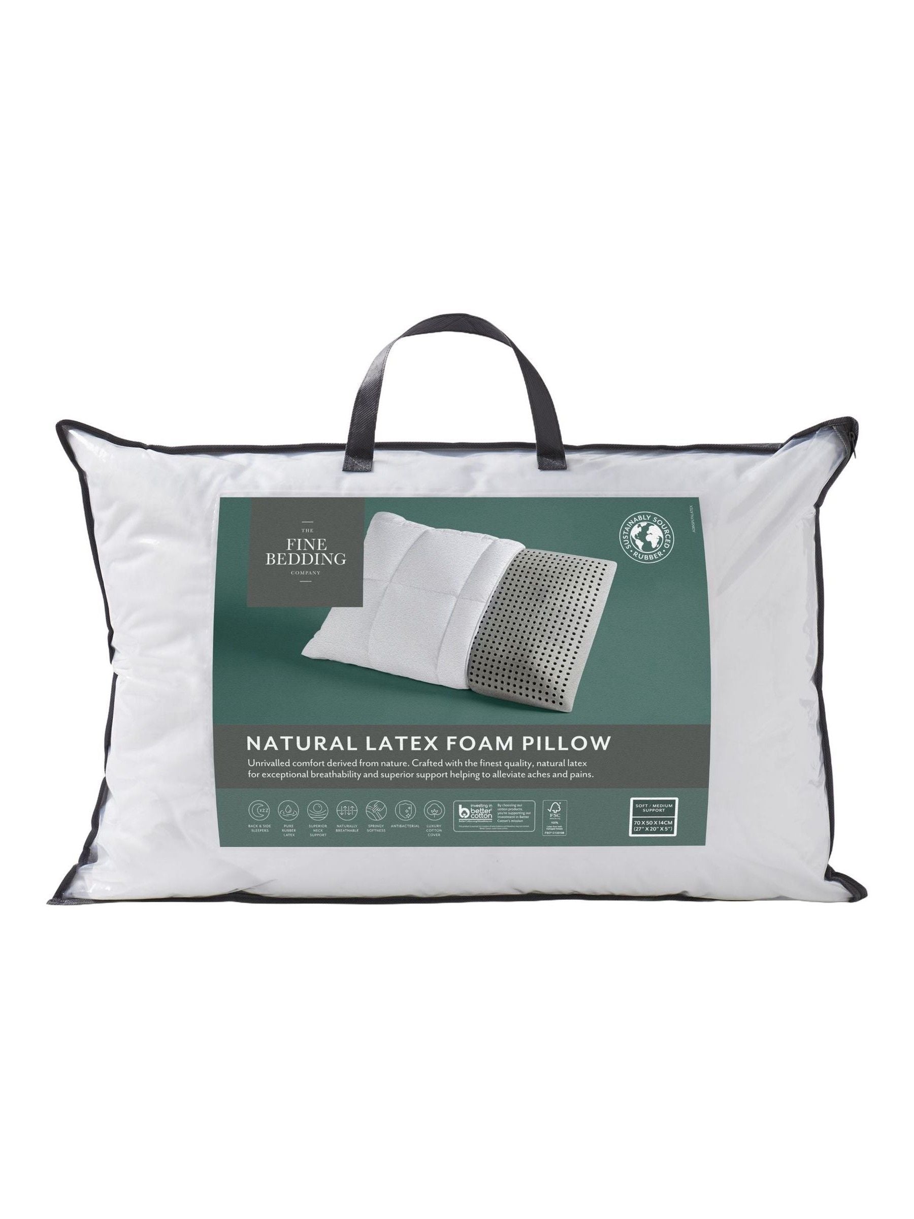 FBC Medium Latex Foam White Pillow 48x74cm - British product