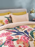 Multi autumn floral print reversible duvet cover and pillowcase set, imported from the UK