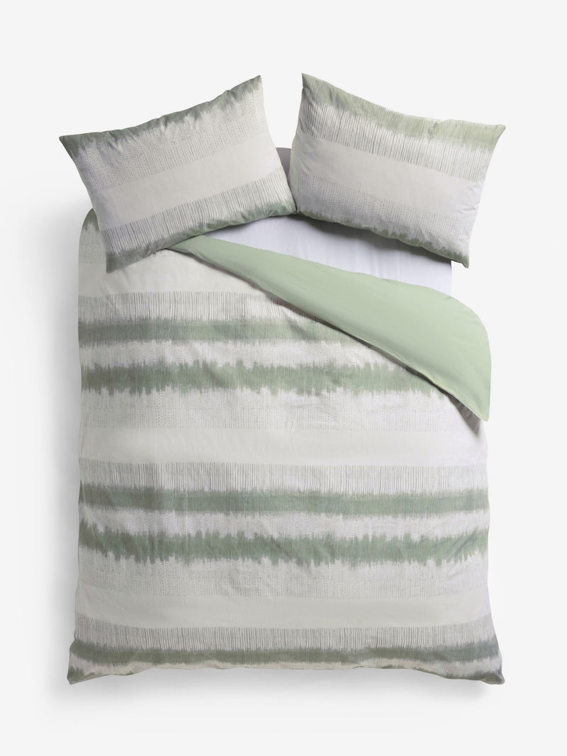 Green Ikat Geo duvet cover and pillowcase set, UK version