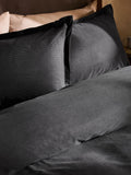 Grey charcoal corduroy duvet cover and pillowcase set, UK version