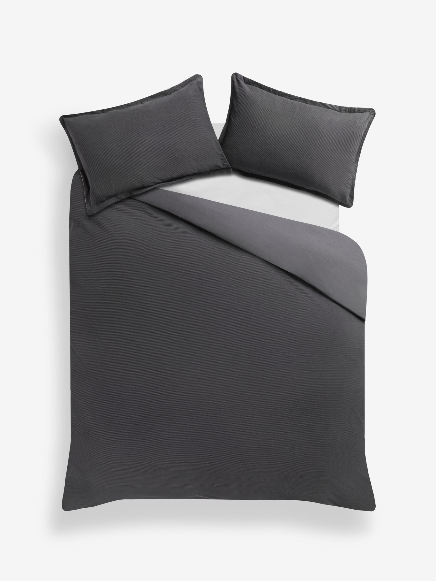 Grey charcoal corduroy duvet cover and pillowcase set, UK version