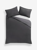 Grey charcoal corduroy duvet cover and pillowcase set, UK version