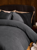 Grey charcoal corduroy duvet cover and pillowcase set, UK version