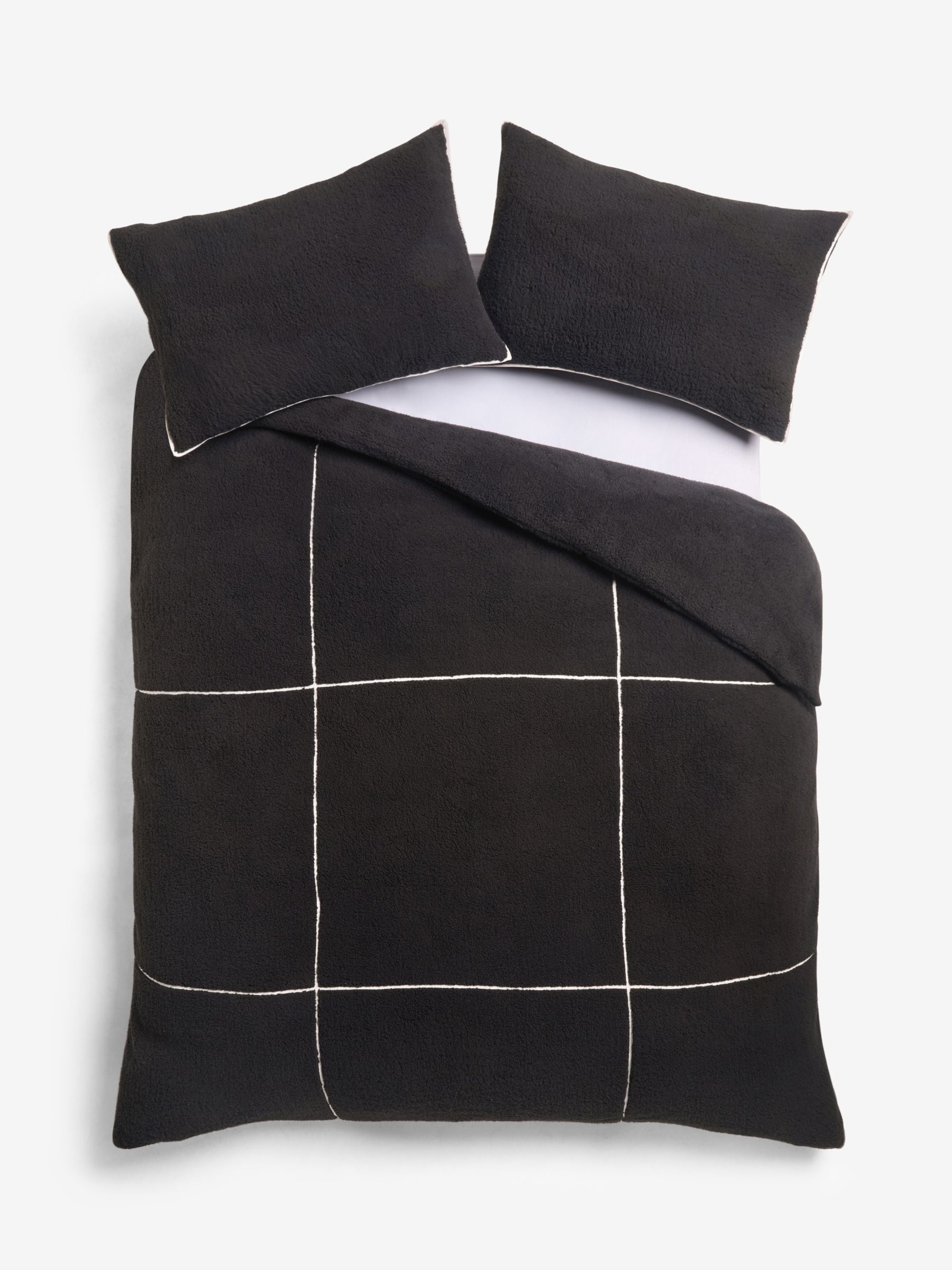 Black fleece trim duvet cover and pillowcase set - British product