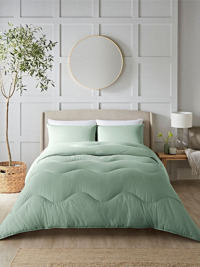 Seersucker Coverless Duvet and Pillowcase Set with Microfibre Cover and Polyester Filling, 10.5 Tog