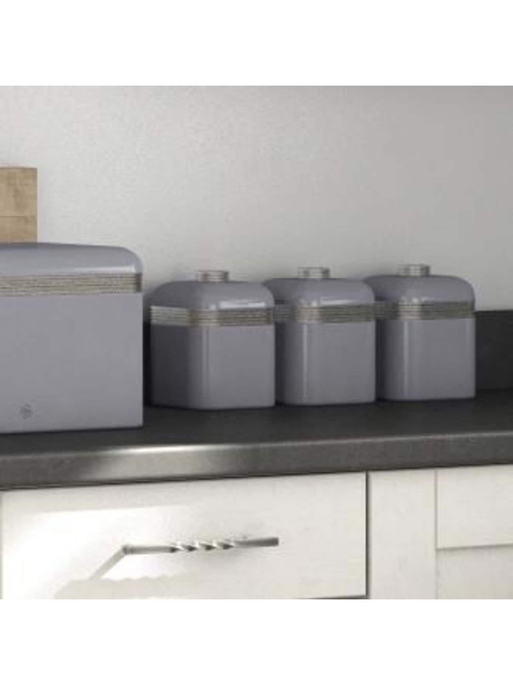Swan set of 3 grey retro storage canisters, UK version