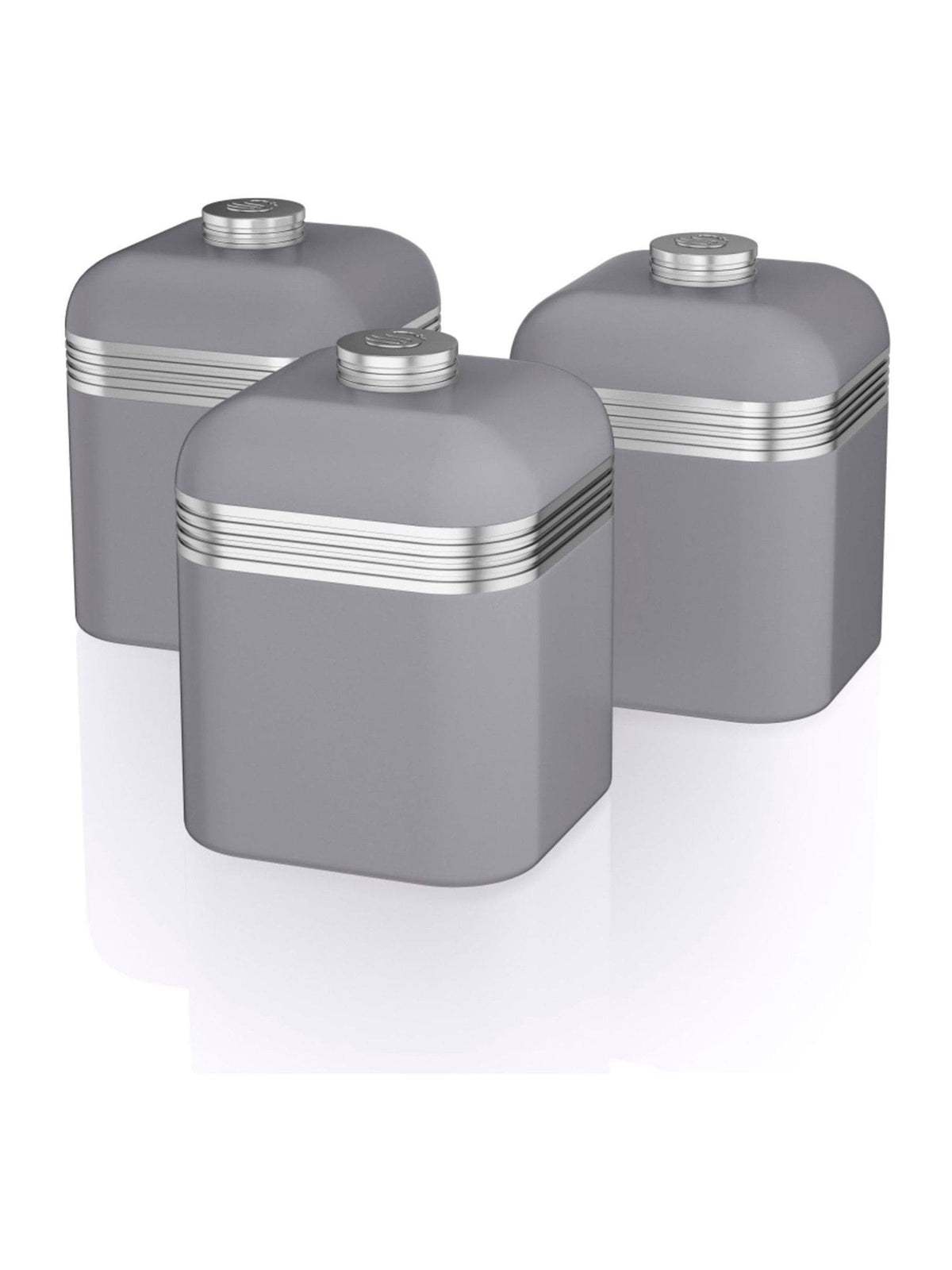 Swan set of 3 grey retro storage canisters, UK version