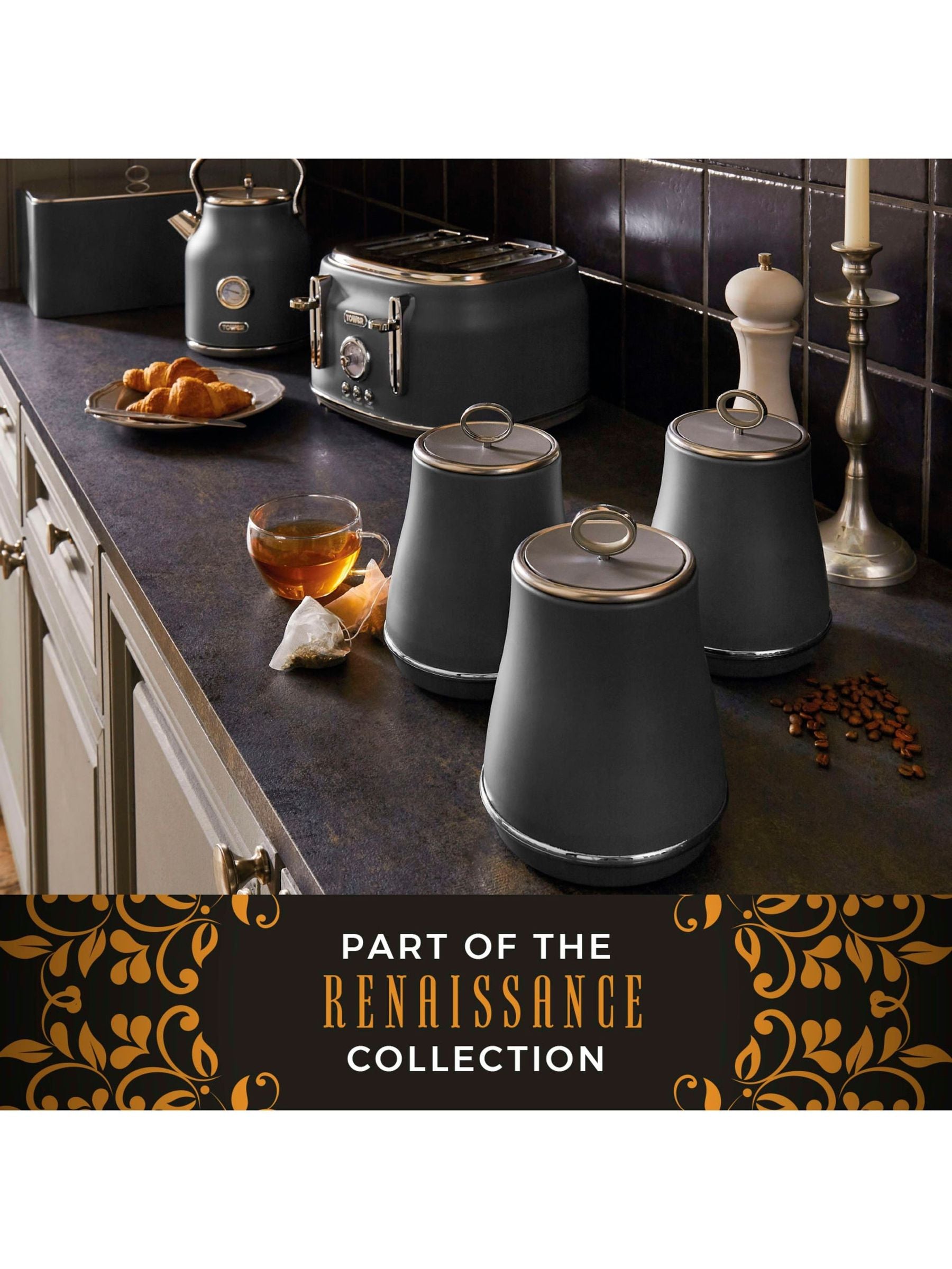 Tower grey storage canisters set of 3 (British brand)