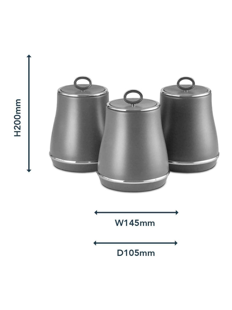 Tower grey storage canisters set of 3 (British brand)