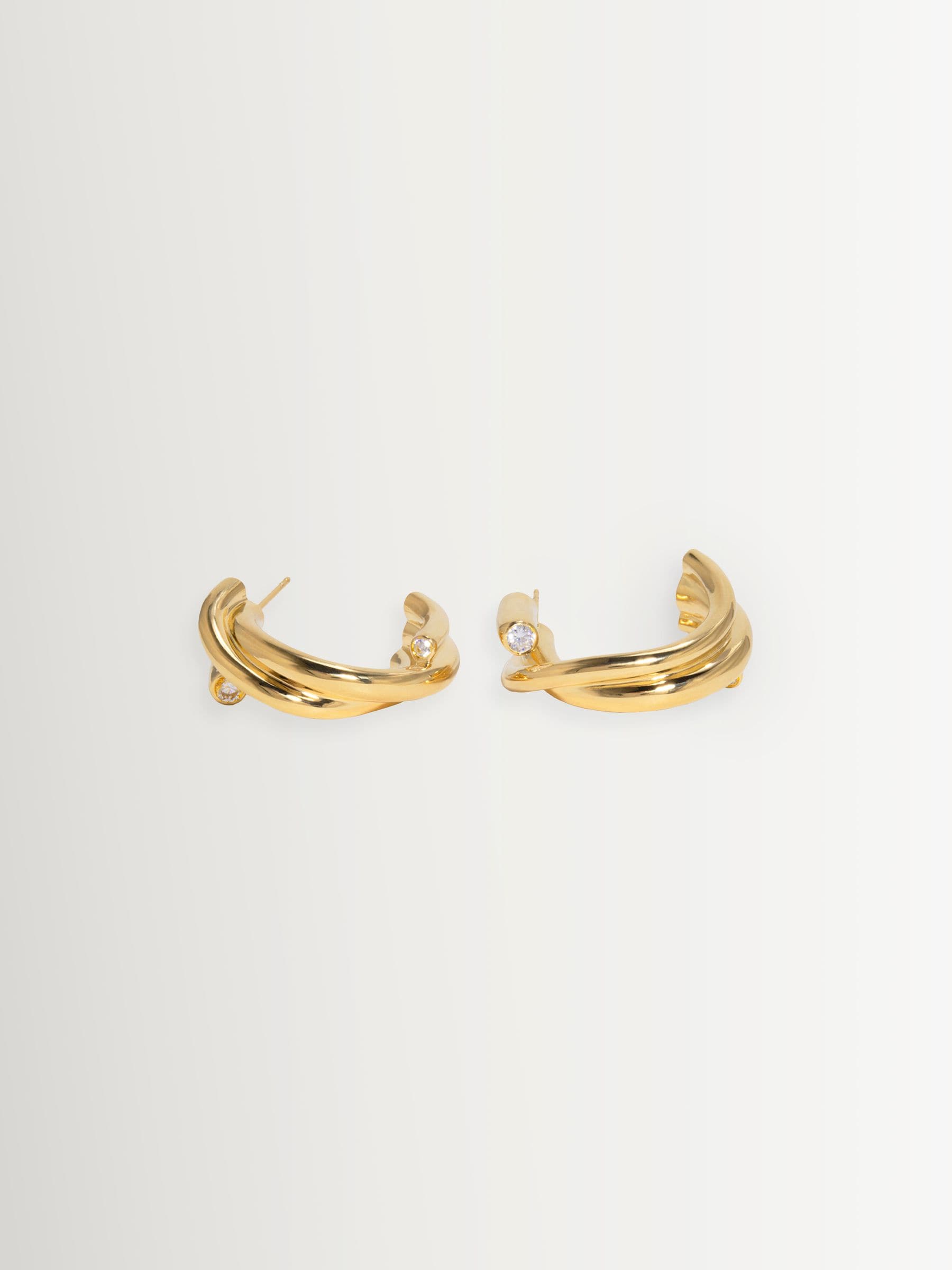 CompletedWorks gold tone earrings 18ct plated with zirconia (British brand)