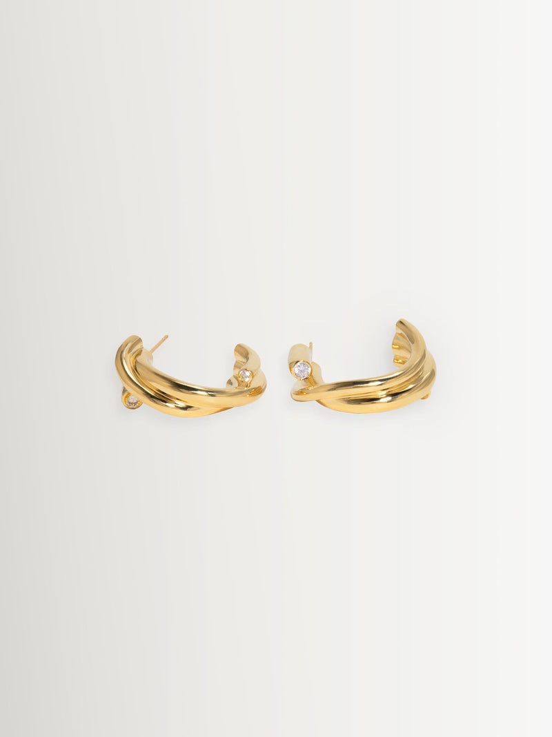 CompletedWorks gold tone earrings 18ct plated with zirconia (British brand)