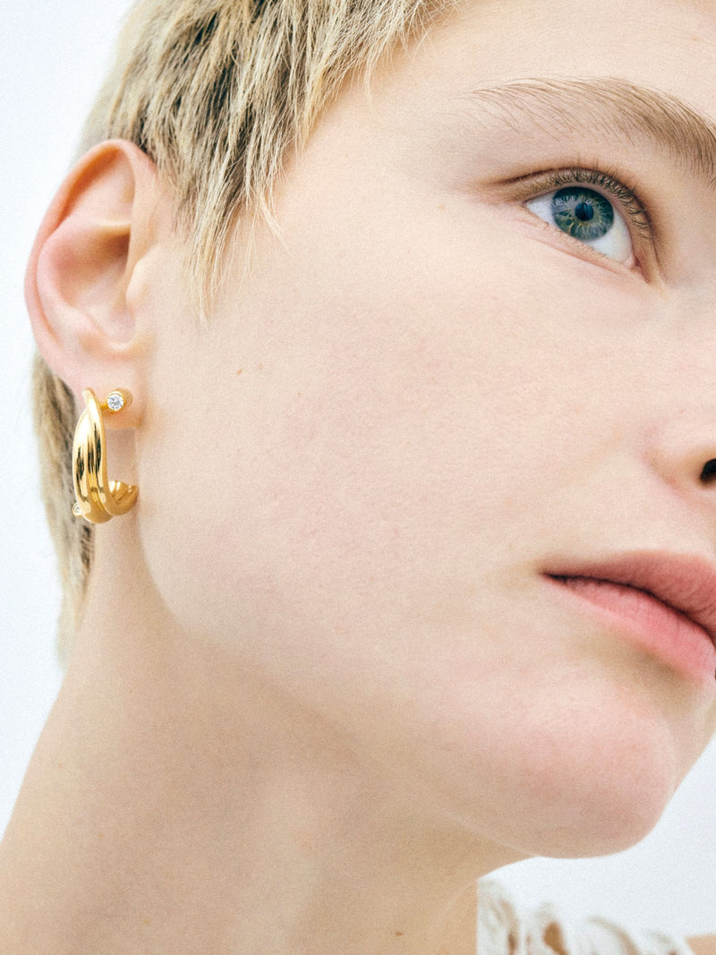 CompletedWorks gold tone earrings 18ct plated with zirconia (British brand)