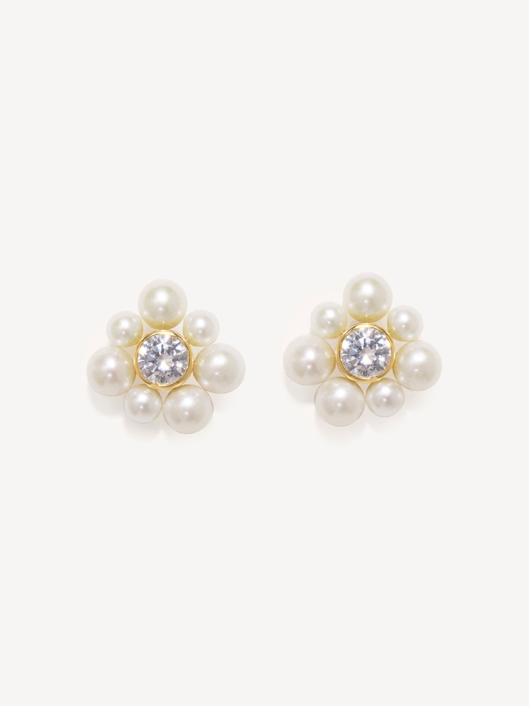 CompletedWorks gold vermeil pearl zirconia earrings 19mm (British brand)